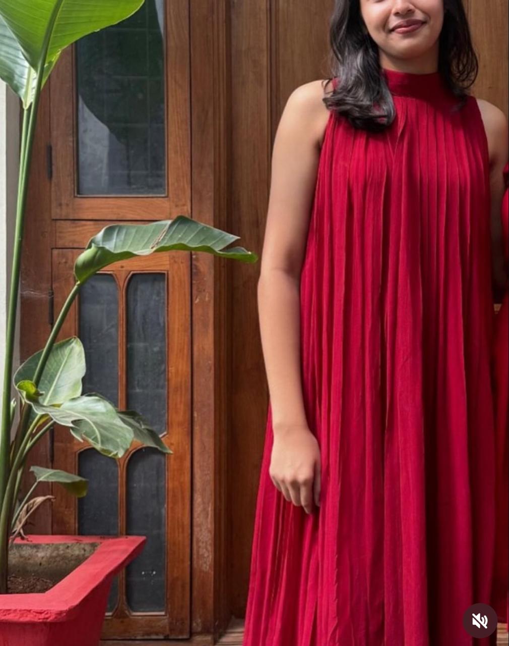 Crimson Flow Georgette Dress