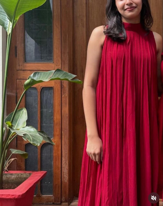 Crimson Flow Georgette Dress