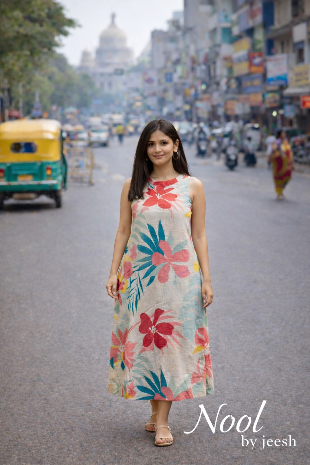 Tropical Bloom A-Line Dress